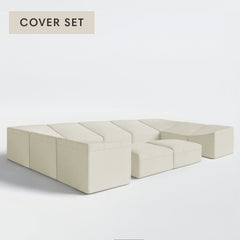 All-Season Outdoor Protective Cover Set for Washable 9-Seater U-Sectional + Bench Ottoman