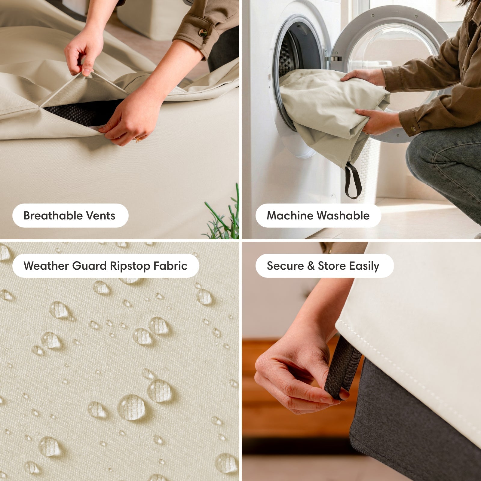 All-Season Outdoor Protective Cover Set for Washable Chaise Armchair