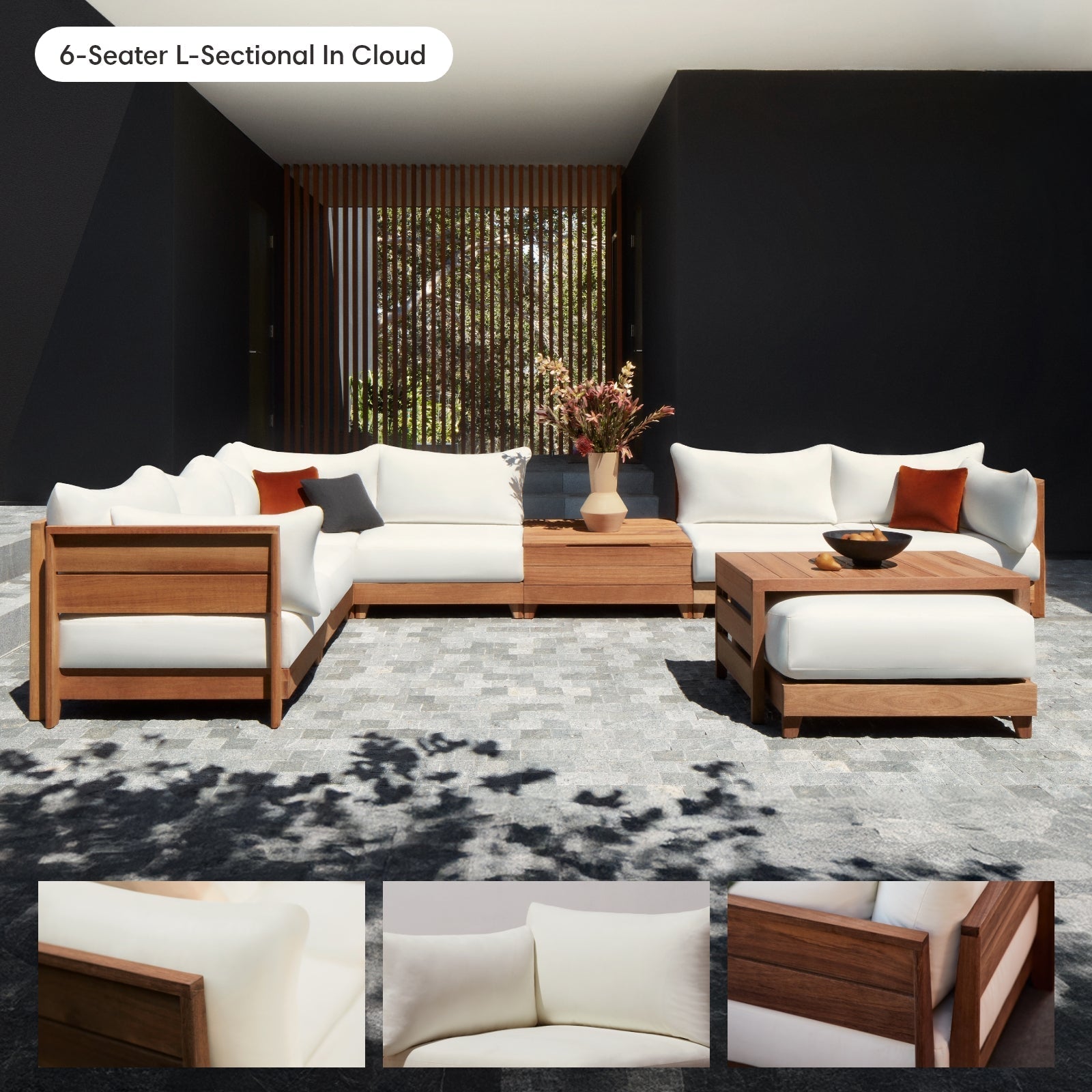 Dwell™ Modular Teak Outdoor Sofa | Classic Canvas in Cloud